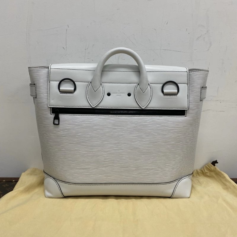 LV Steamer白色水波紋手提肩背斜背包 39*32*15 98新配件塵袋-5