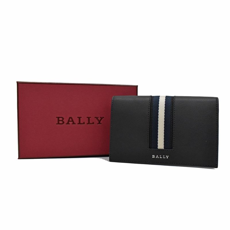 【門市全新現貨】BALLY 經典織帶牛皮對開4卡護照夾(附原廠紙盒)-1