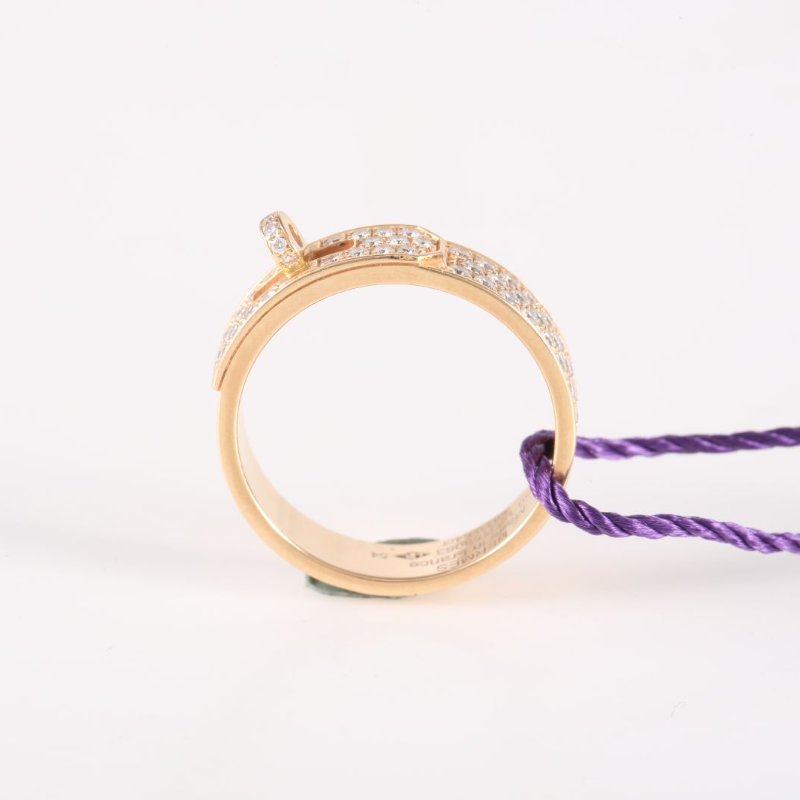 HERMES 18K玫瑰金鑽石玫瑰金Kelly半鑽戒指拼5418K/戒指-2