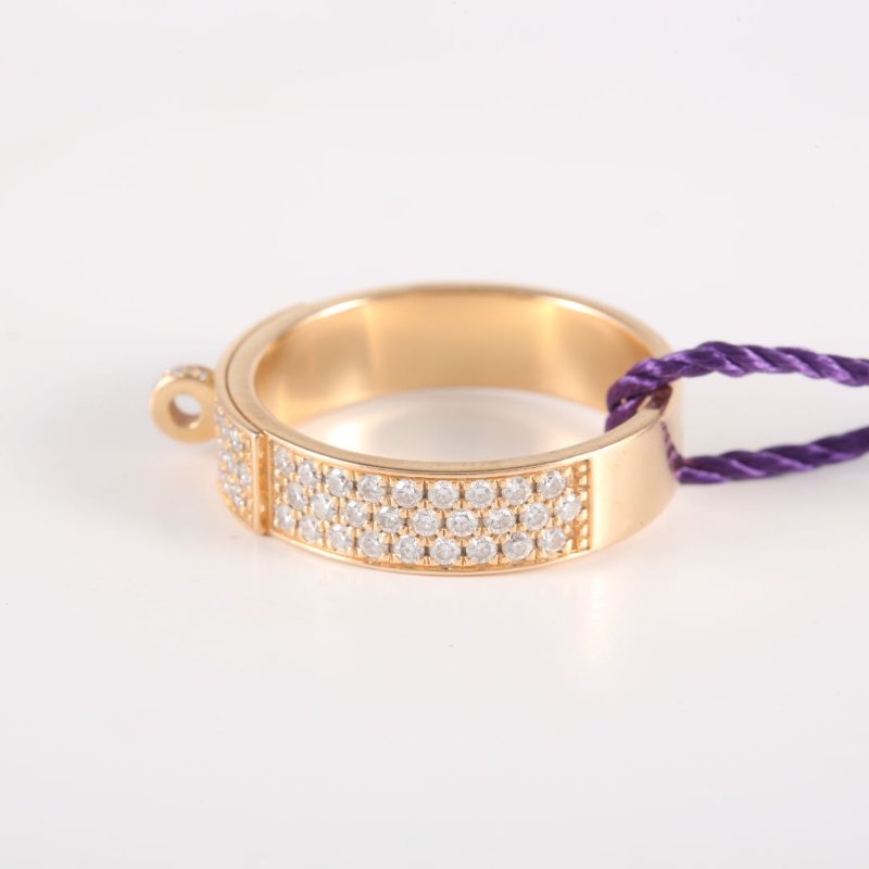 HERMES 18K玫瑰金鑽石玫瑰金Kelly半鑽戒指拼5418K/戒指-4