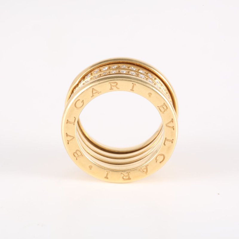 BVLGARI B.ZERO1彈簧戒指四圈鑽18K黃金/鑽石52黃金戒指-2