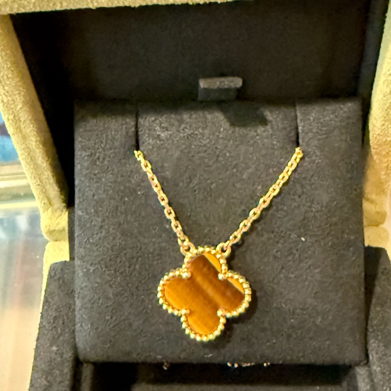 VCA虎眼石四葉草頸鏈-1