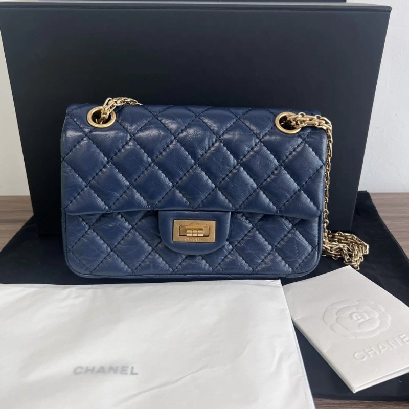 CHANEL 藍金2.55大mini 20*15.5*6 99新配件盒子塵袋購證-0
