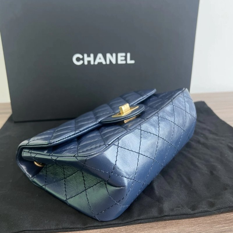 CHANEL 藍金2.55大mini 20*15.5*6 99新配件盒子塵袋購證-2