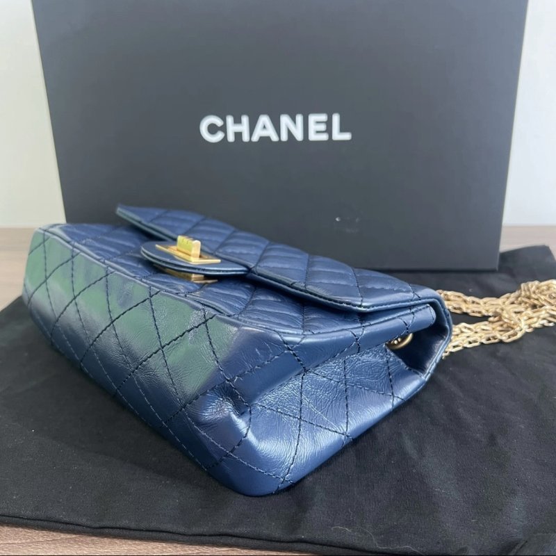 CHANEL 藍金2.55大mini 20*15.5*6 99新配件盒子塵袋購證-4