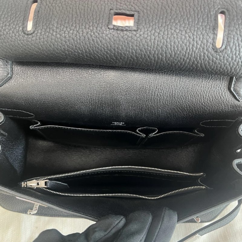 HERMES 黑銀吉普賽28肩背斜背包 28*22*12 99新配件盒子塵袋-1