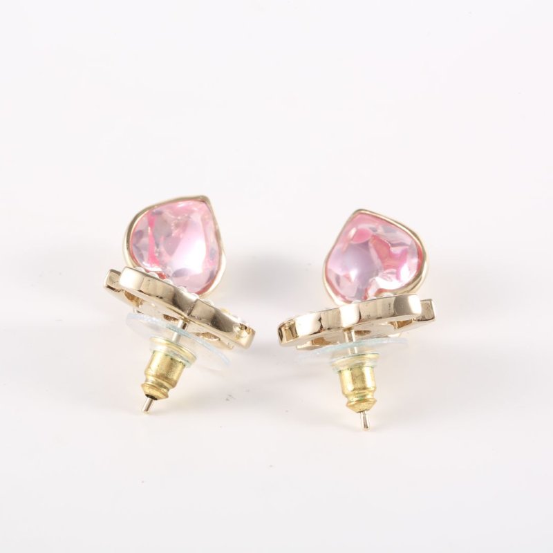 CHANEL 合金22B珍珠雙C粉鑽愛心耳環耳環-2