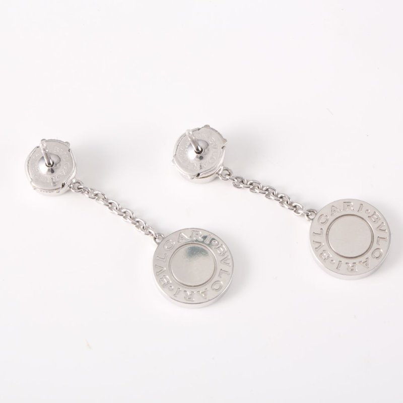 BVLGARI 18K白金鑽石白金18k滿鑽圓餅耳環18K/耳環-4