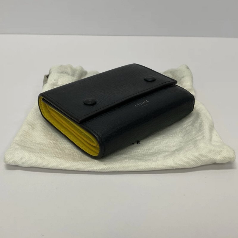 CELINE 黑色黃折疊錢包10*8*2 98新配件塵袋-2