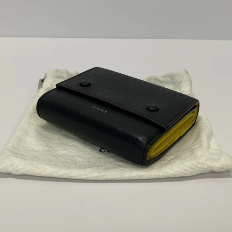 CELINE 黑色黃折疊錢包10*8*2 98新配件塵袋-4