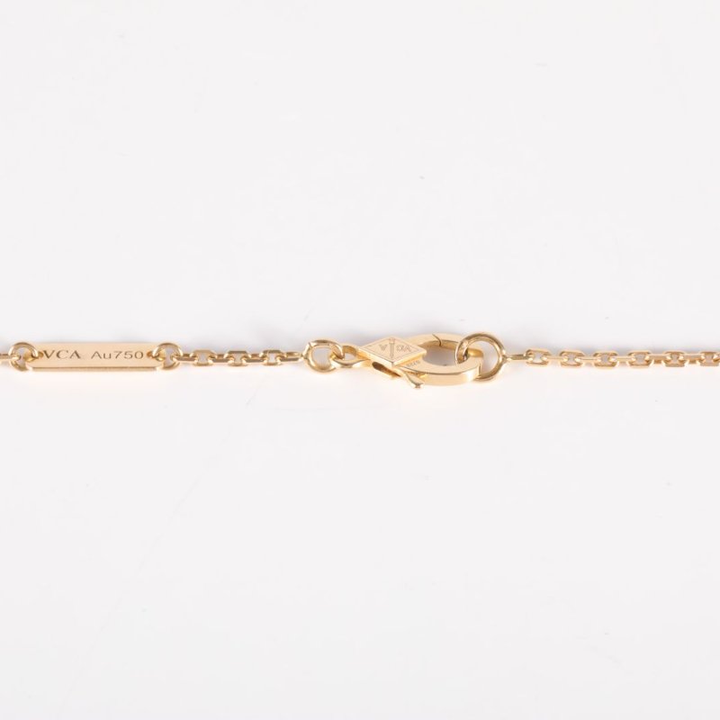 Van Cleef & Arpels VintageAlhambra中號單花項鏈新扣18K黃金/縞瑪瑙項鏈黃金項鍊-4