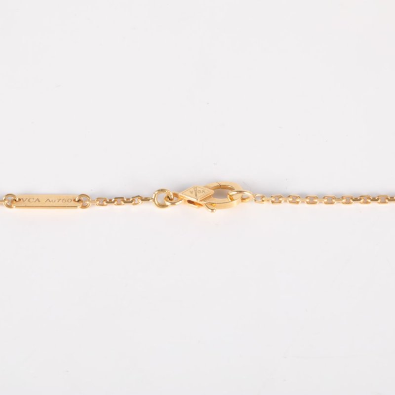 Van Cleef & Arpels VintageAlhambra中號單花項鏈新扣18K黃金/白貝母項鏈黃金項鍊-4