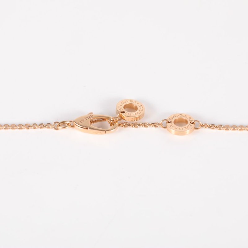 BVLGARI 18K玫瑰金鑽石縞瑪瑙玫瑰金扇子項鏈18K//項鍊-4