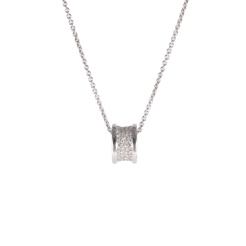 BVLGARI 18K白金鑽石白金滿鑽大蠻腰項鏈18K/項鍊-0