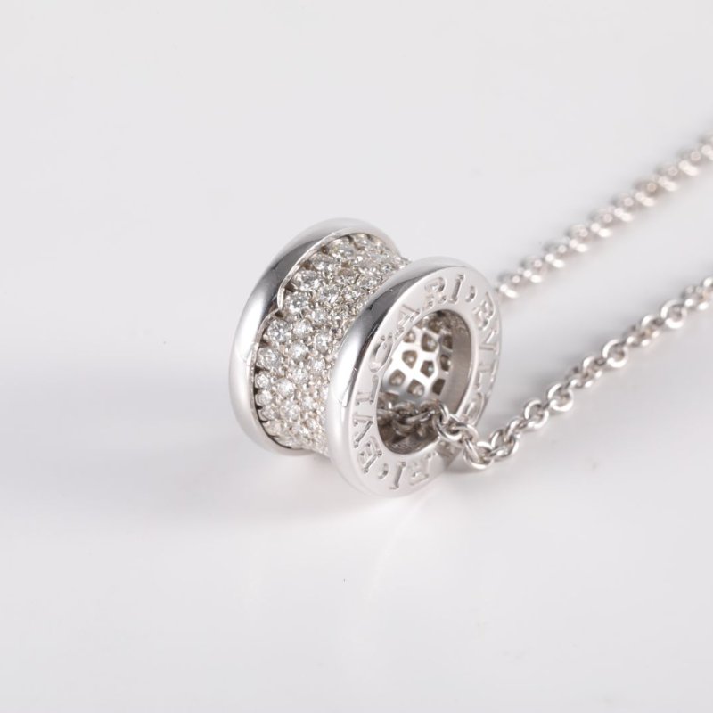 BVLGARI 18K白金鑽石白金滿鑽大蠻腰項鏈18K/項鍊-1