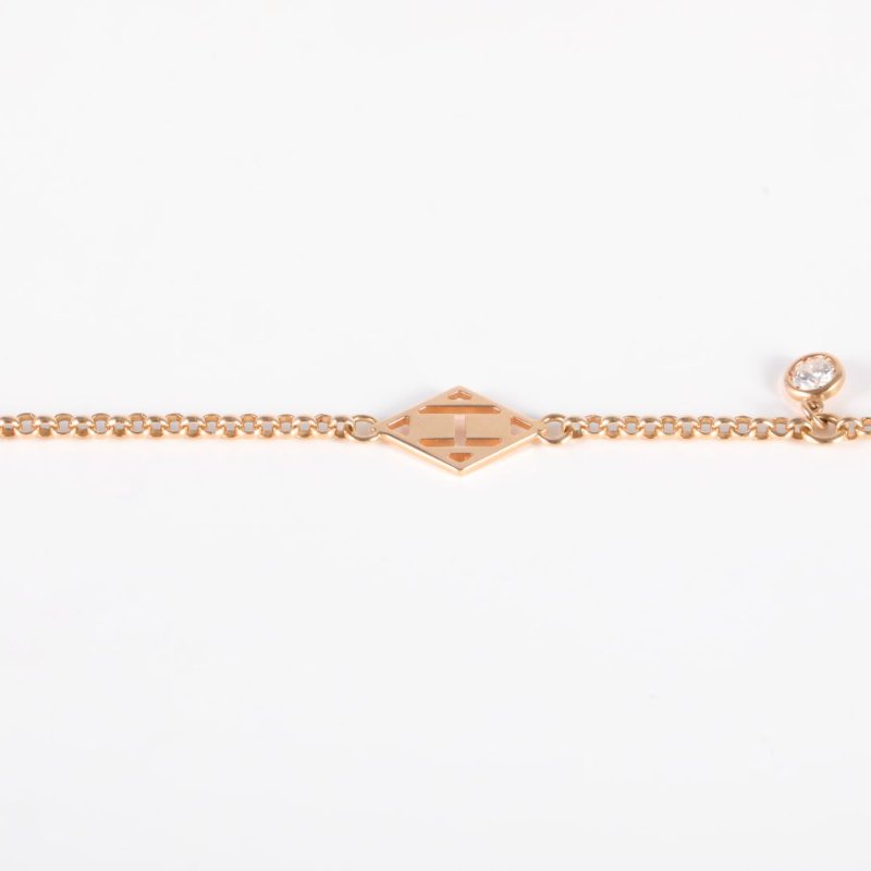HERMES 18K玫瑰金鑽石玫瑰金Gambade手鏈18K/手鍊／手環-2