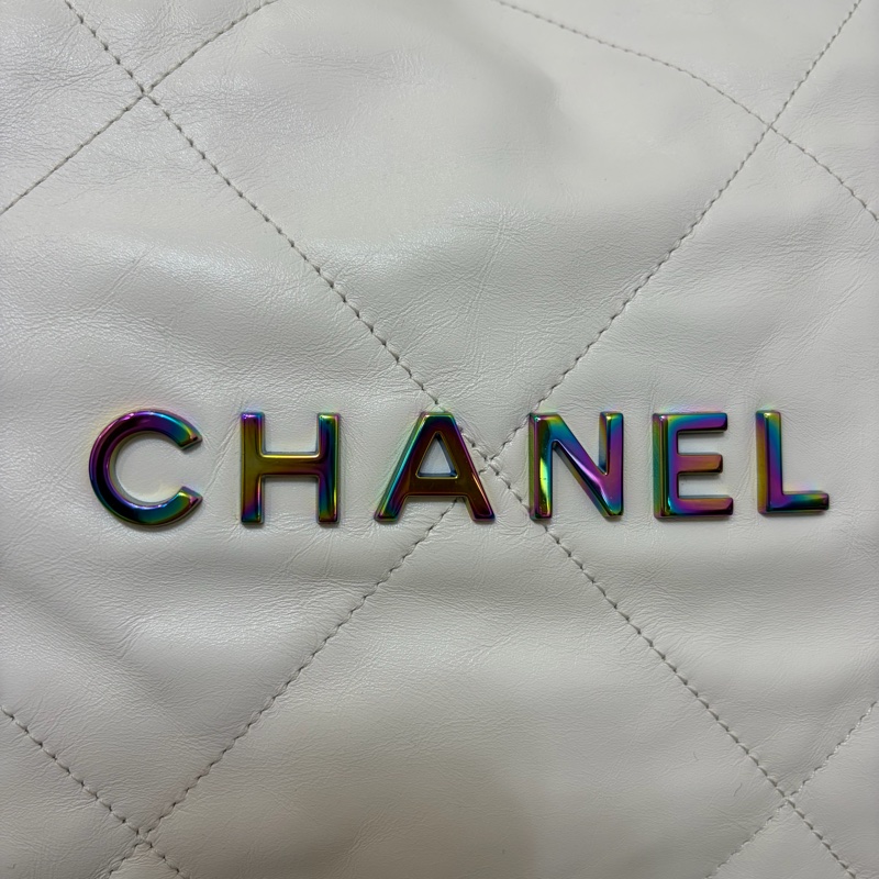 Chanel 白牛皮幻彩五金小號22bag AS3260-8