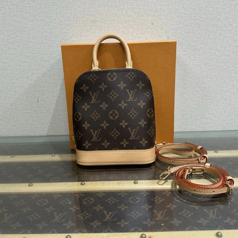 LV 老花Alma貝殼手提後背包 芯片款 15*20*10 99新配件盒子塵袋-0