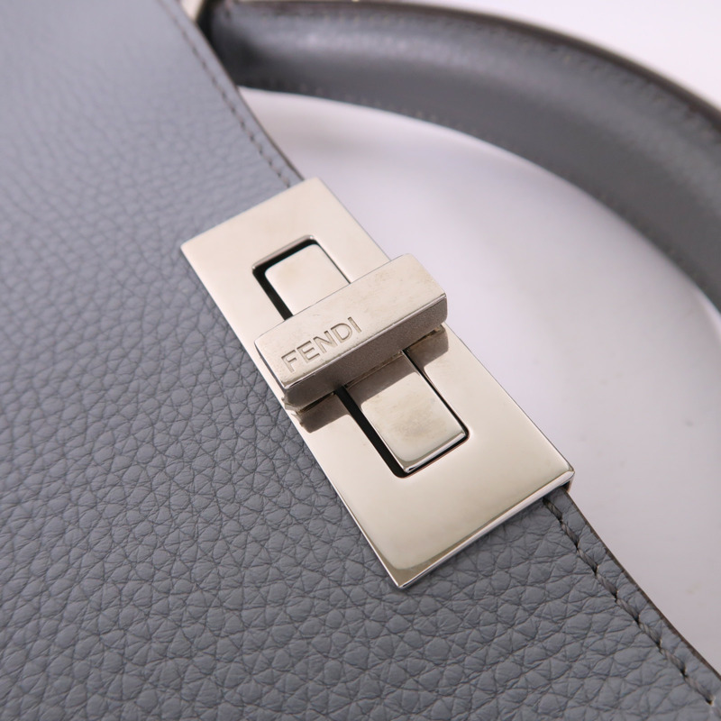 FENDI 牛皮皮革Peekaboo I See U Medium銀扣手挽肩背兩用袋-10