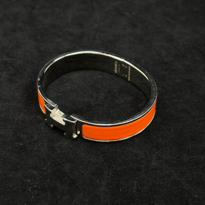 HERMES 橙色銀扣Clic H手鐲15.5cm 98新配件盒子塵袋-3