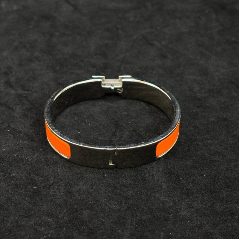 HERMES 橙色銀扣Clic H手鐲15.5cm 98新配件盒子塵袋-4
