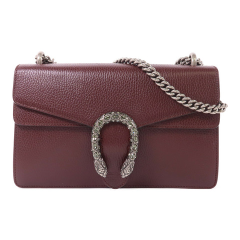 GUCCI 牛皮皮革Dionysus銀扣鏈帶肩背袋