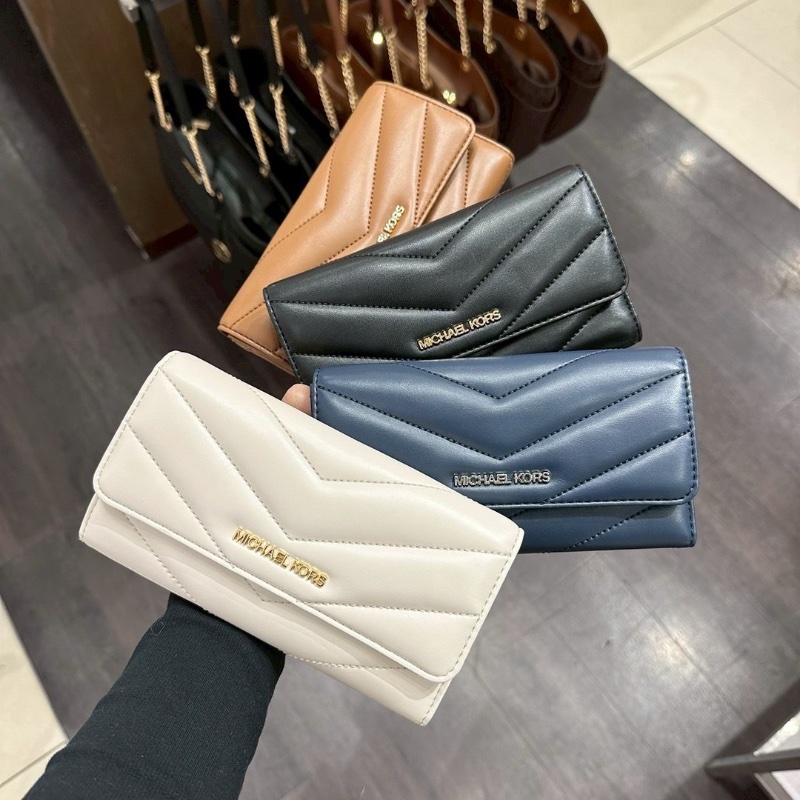 全新品 美國MK 小香風三折長夾-0