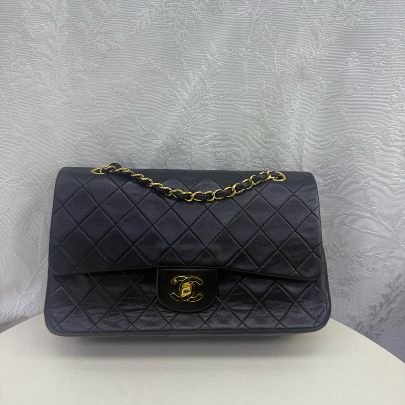 Vintage Chanel Classic Flap Bag 黑色菱格紋手袋-5