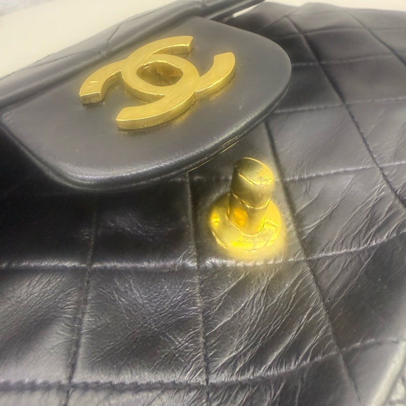 Vintage Chanel Classic Flap Bag 黑色菱格紋手袋-10