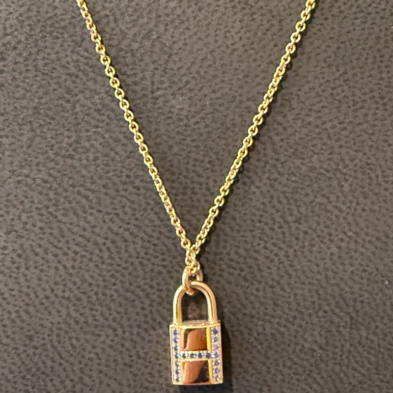 Hermes Kelly Cadenas玫瑰金鑽石頸鏈-1