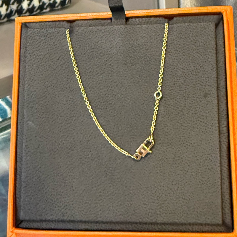 Hermes Kelly Cadenas玫瑰金鑽石頸鏈-2