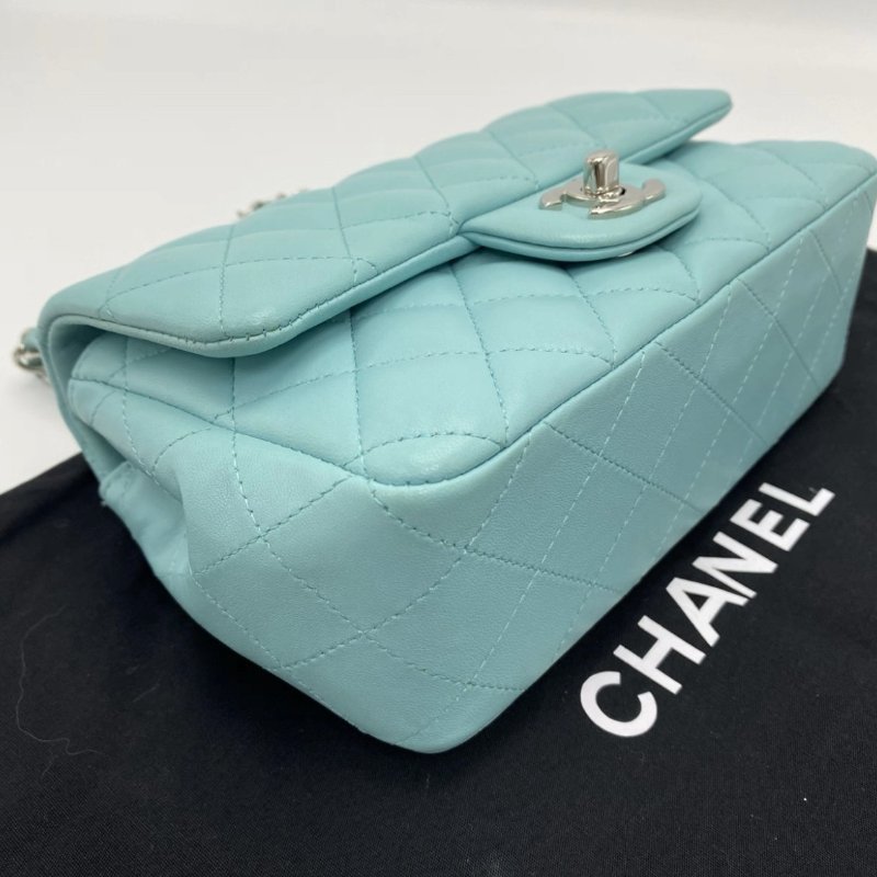 CHANEL Tiffany藍銀扣大mini 20*12*6 98新配件塵袋保卡-2