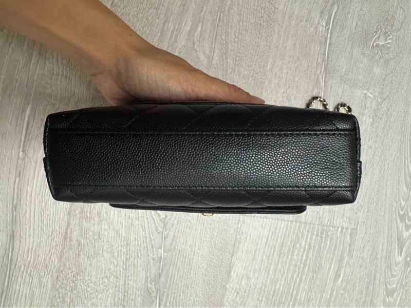 chanel coco handle 超迷你 黑淡金 酒紅堤把-7