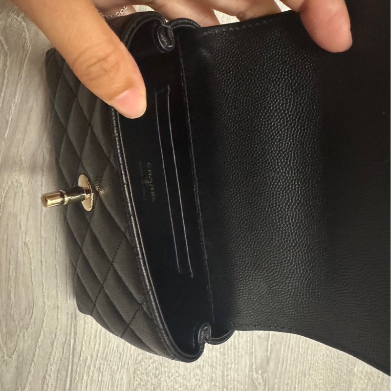 chanel coco handle 超迷你 黑淡金 酒紅堤把-9