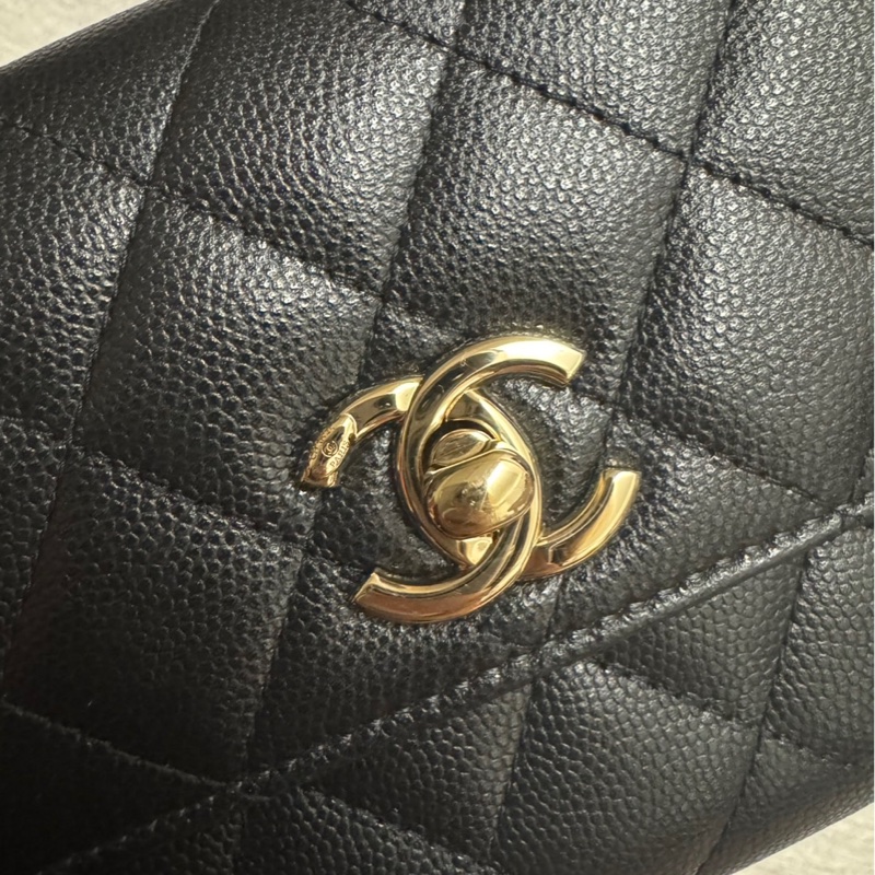 chanel coco handle 超迷你 黑淡金 酒紅堤把-4