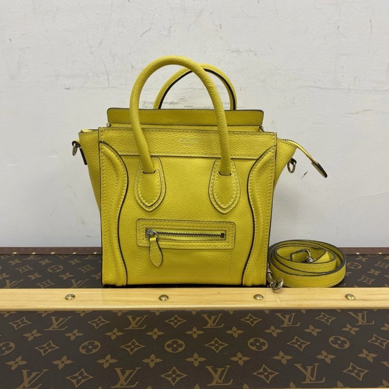 CELINE 黃色小號笑臉手提肩背斜背包 19*18.5*9 98新配件塵袋-0