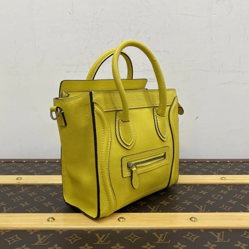 CELINE 黃色小號笑臉手提肩背斜背包 19*18.5*9 98新配件塵袋-1