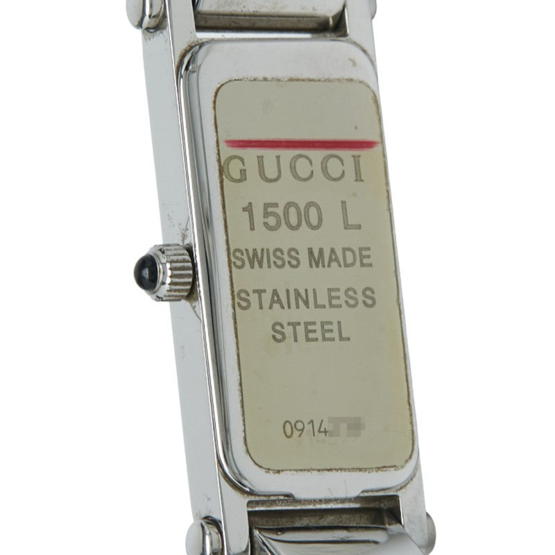 Gucci 女士石英手鐲腕錶 1500L 粉紅色錶盤不鏽鋼錶帶-3