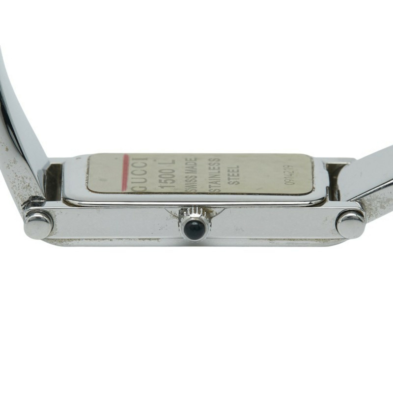 Gucci 女士石英手鐲腕錶 1500L 粉紅色錶盤不鏽鋼錶帶-4