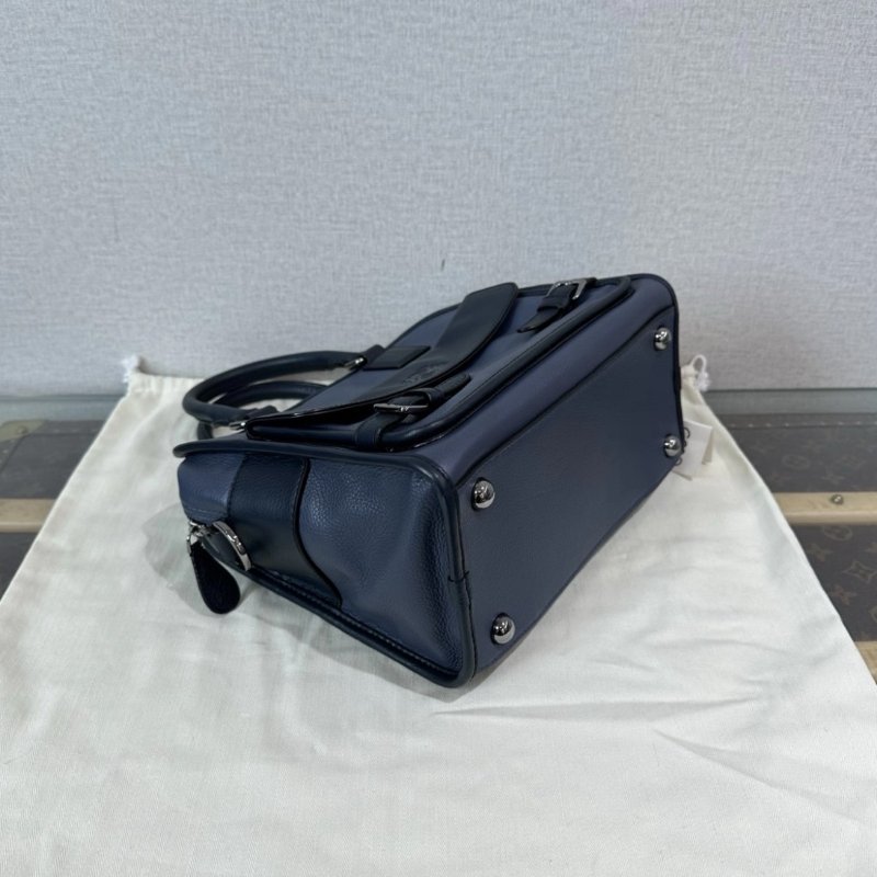 LOEWE 藍黑拼色銀扣手提斜背包 25.5*22*13 98新配件盒子塵袋-2