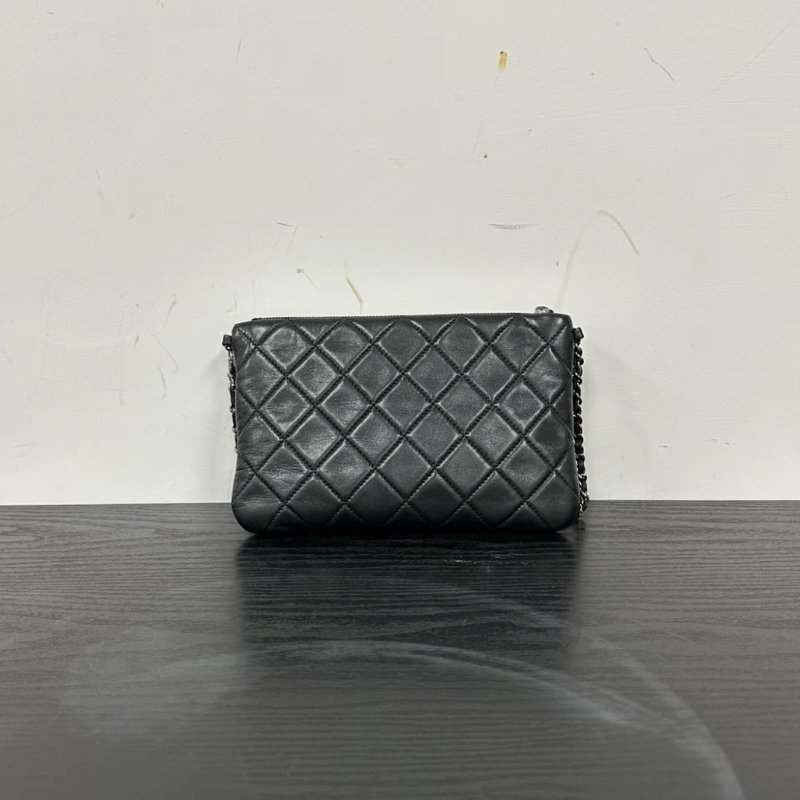 CHANEL 鎏金麻將銀扣肩背鏈條腋下包 21*14.5*2 98新配件保卡塵袋-5