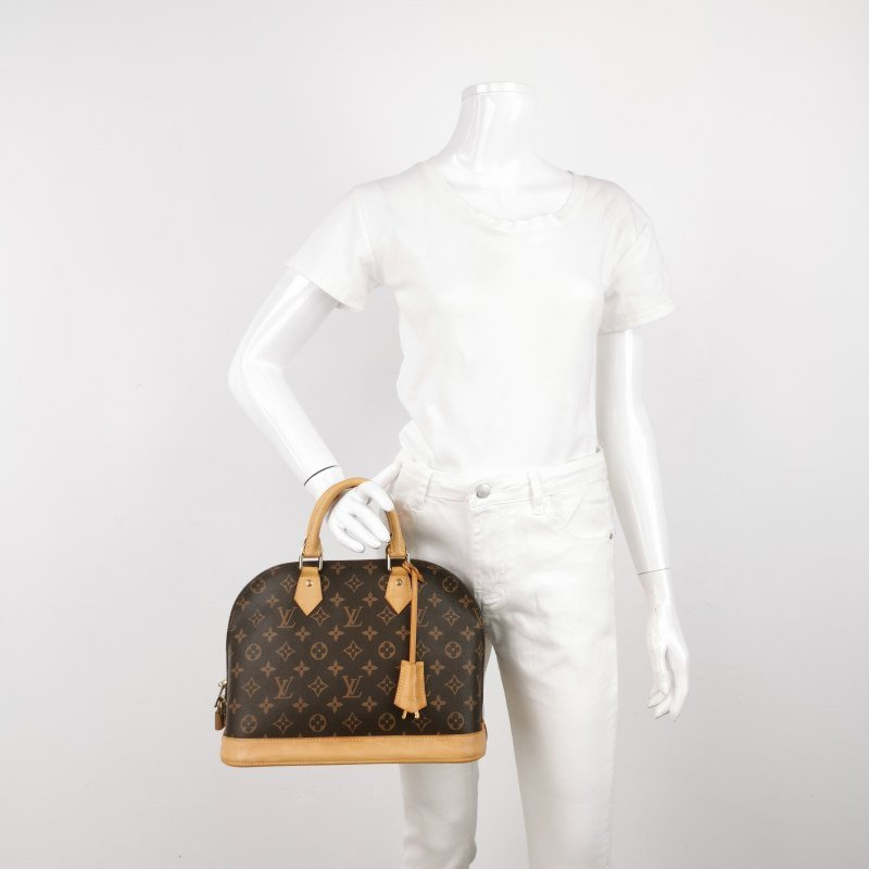 Louis Vuitton (LV) Alma 小號 植鞣革Monogram印花貝殼包手提包-1