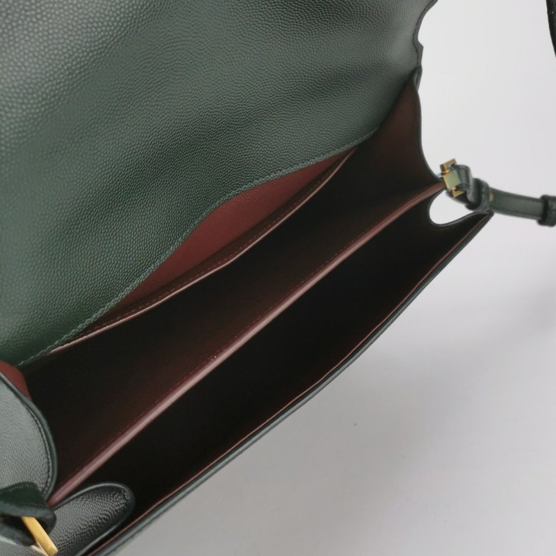 Saint Laurent Cassandra 中號 牛皮純色YSL標誌信封式翻蓋斜挎包-6