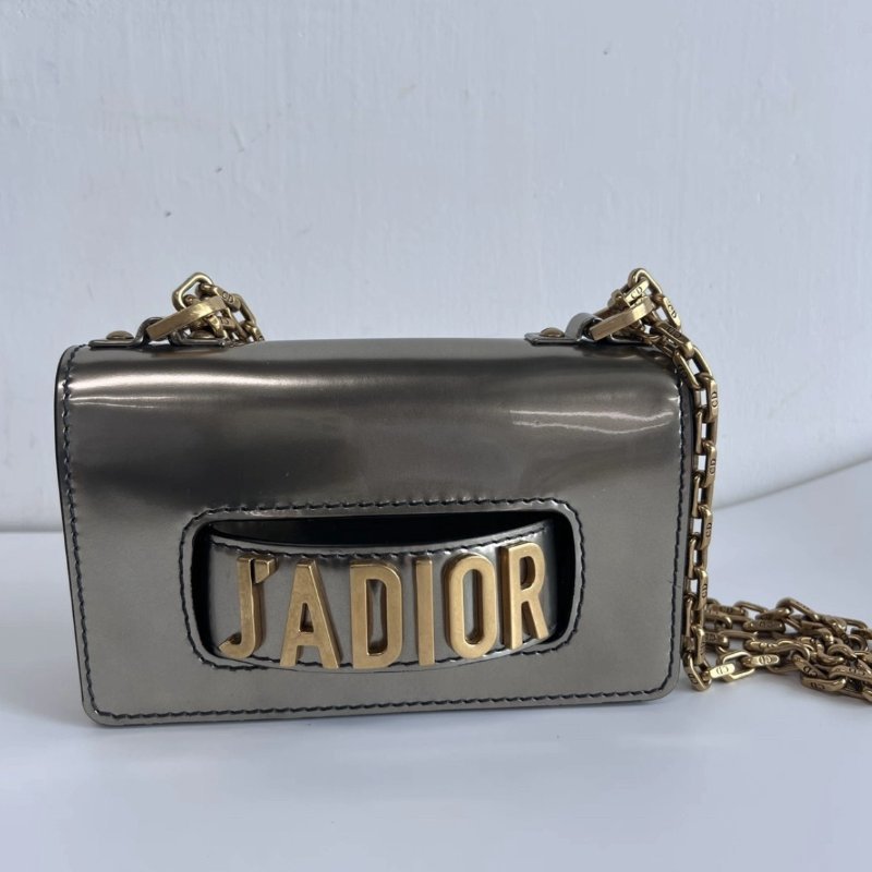 DIOR 香檳金Jadior漆皮肩背斜背包 18*11*4 98新配件塵袋-0