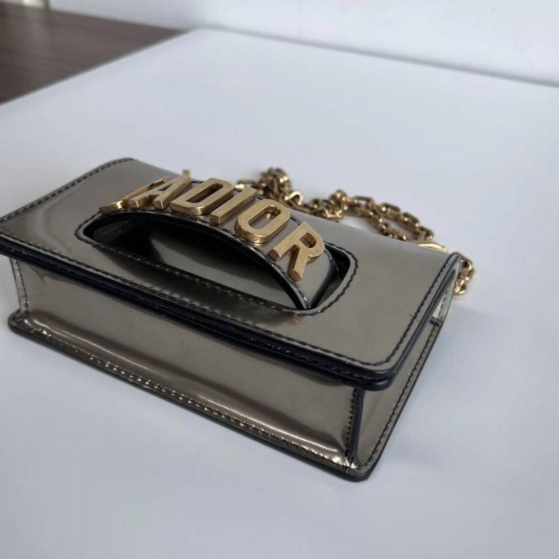 DIOR 香檳金Jadior漆皮肩背斜背包 18*11*4 98新配件塵袋-4