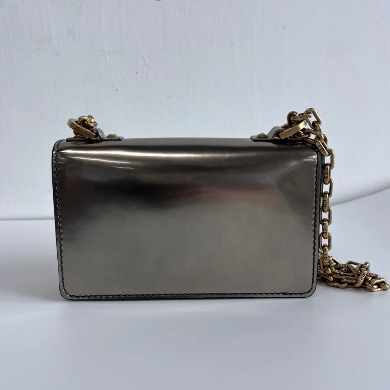 DIOR 香檳金Jadior漆皮肩背斜背包 18*11*4 98新配件塵袋-5