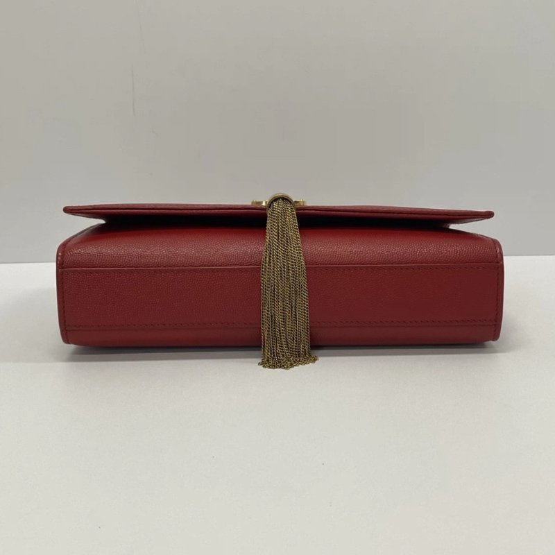 YSL KATE紅金中號流蘇肩背斜背鏈條包24*14.5*5.5 98新配件塵袋-3