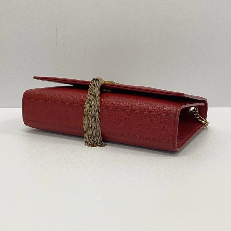 YSL KATE紅金中號流蘇肩背斜背鏈條包24*14.5*5.5 98新配件塵袋-4