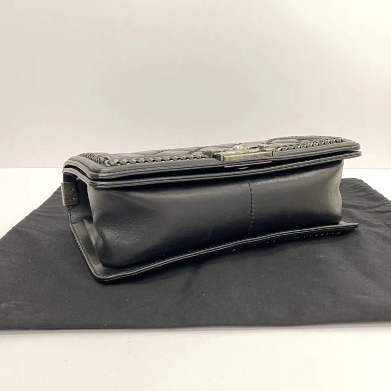 CHANEL 黑銀手柄 leboy中號手提斜背包25*14*7 98新配件盒子塵袋-2