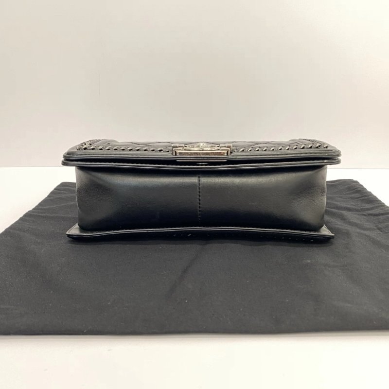 CHANEL 黑銀手柄 leboy中號手提斜背包25*14*7 98新配件盒子塵袋-3